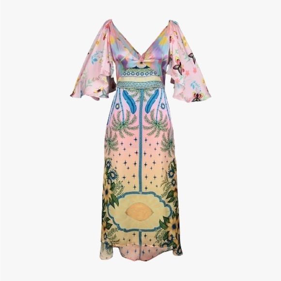 Oceanus Camille Satin Midi Dress Size XXL - Picture 7 of 16